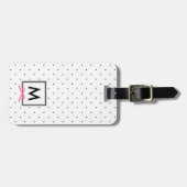 Monogram Chic Pink Ribbon Polka Dot Gepäckmarke Gepäckanhänger (Vorderseite horizontal)