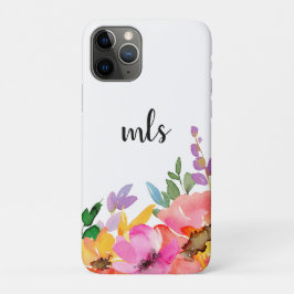 Monogram Chic Pink Watercolor Trendy Floral Case-Mate iPhone Hülle