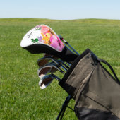 Monogram Chic Pink Watercolor Trendy Floral Golf Headcover (In SItu)