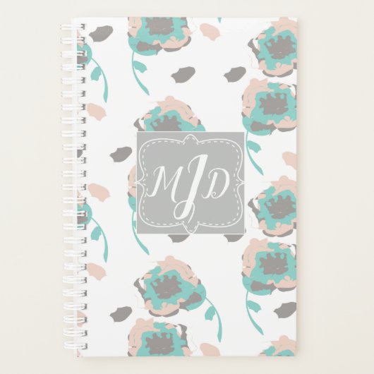 Monogram Chic Rose Blumenplaner Design Planer (Vorderseite)