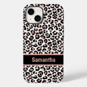 Monogram Chic Rose Gold und Black Leopard Print Case-Mate iPhone Hülle (Rückseite)