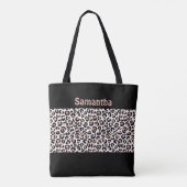 Monogram Chic Rose Gold und Black Leopard Print Tasche (Rückseite)