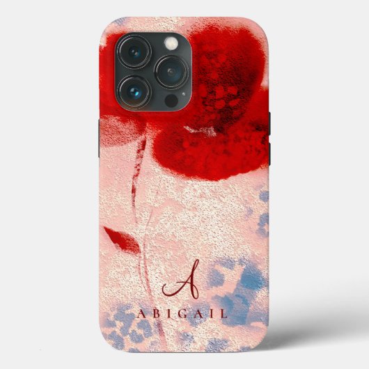 Monogram Chic Rose Gold und Burgund Floral Case-Mate iPhone Hülle (Rückseite)