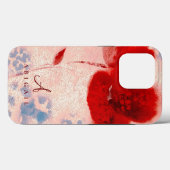 Monogram Chic Rose Gold und Burgund Floral Case-Mate iPhone Hülle (Rückseite (Horizontal))
