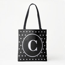 Monogram Chic Schwarz-weiß Polka Dots