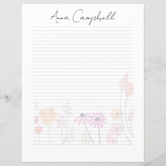 Monogram Chic Script Name Stationery Paper (Vorderseite)