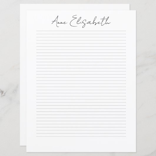 Monogram Chic Script Name Stationery Paper (Vorne/Hinten)