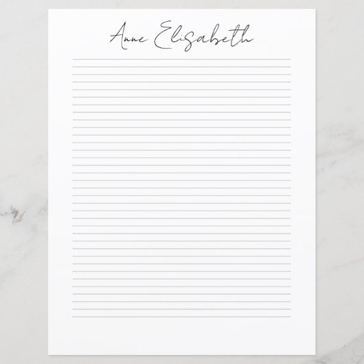Monogram Chic Script Name Stationery Paper (Vorderseite)
