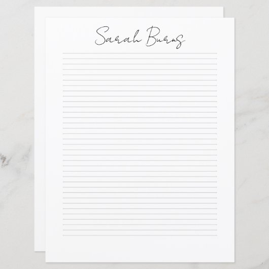 Monogram Chic Script Name Stationery Paper (Vorne/Hinten)