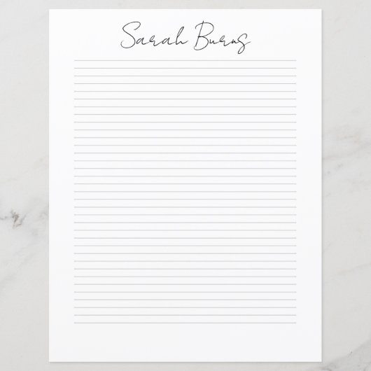 Monogram Chic Script Name Stationery Paper (Vorderseite)