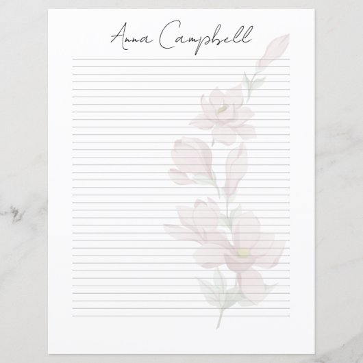 Monogram Chic Script Name Stationery Paper (Vorderseite)