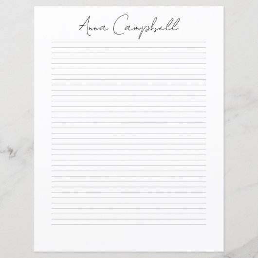 Monogram Chic Script Name Stationery Paper (Vorderseite)
