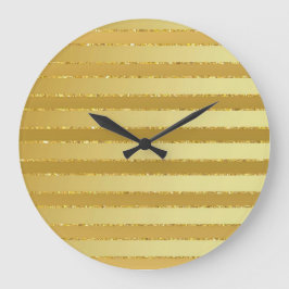 Monogram Chic Striping Gold Glitzer Große Wanduhr
