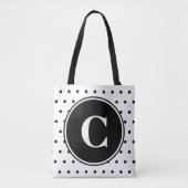 Monogram Chic White Black Polka Dots Tasche (Vorderseite)