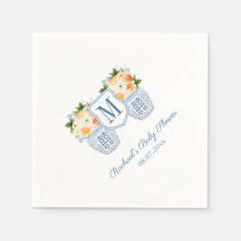 Monogram Chinoiserie Herbstdusche Blume Babydusche Serviette