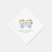 Monogram Chinoiserie Herbstdusche Blume Babydusche Serviette (Ecke)