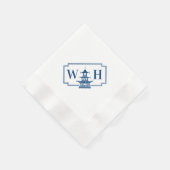 Monogram Chinoiserie Pagoda Diagonal Navy Napkins Serviette (Ecke)