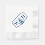 Monogram Chinoiserie Pagoda Diagonal Navy Napkins Serviette (Vorderseite)
