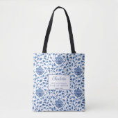 Monogram Chinoiserie Wedding Bridesmaid Vielen Dan Tasche (Vorderseite)