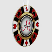 Monogram Chip des Casino Pokers - Rot und Gold Ornament (Vorderseite)