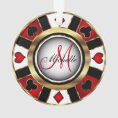 Monogram Chip des Casino Pokers - Rot und Gold Ornament (Rückseite)