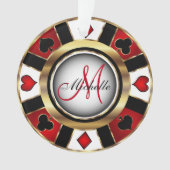 Monogram Chip des Casino Pokers - Rot und Gold Ornament (Vorderseite)
