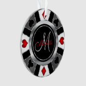 Monogram Chip des Casino Pokers - Silver Ornament (Vorderseite)