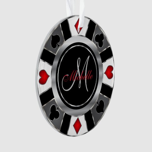 Monogram Chip des Casino Pokers - Silver Ornament (Vorderseite)