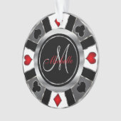 Monogram Chip des Casino Pokers - Silver Ornament (Vorderseite)