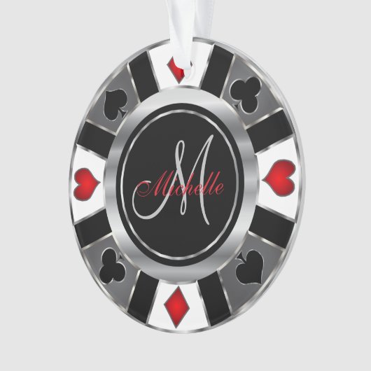 Monogram Chip des Casino Pokers - Silver Ornament (Vorderseite)