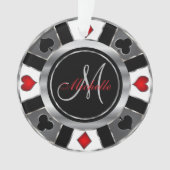 Monogram Chip des Casino Pokers - Silver Ornament (Vorderseite)