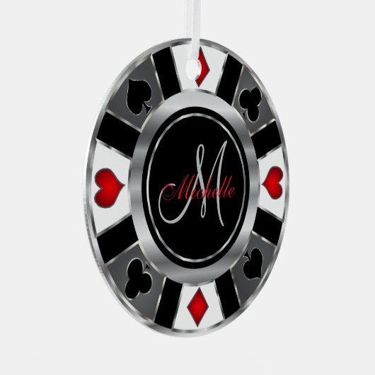 Monogram Chip des Casino Pokers - Silver Ornament Aus Metall (Vorderseite Rechts)