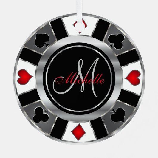 Monogram Chip des Casino Pokers - Silver Ornament Aus Metall (Rückseite)