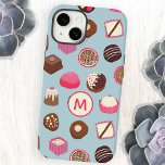 Monogram Chocolate Candy Case-Mate iPhone 14 Hülle<br><div class="desc">Köstliche Schokolade- und Süßigkeiten-Muster auf einer Ente-Ei-Hintergrund voll von süßen Leckereien und Versuchungen! Ändern Sie das Monogramm initial,  um es anzupassen.</div>