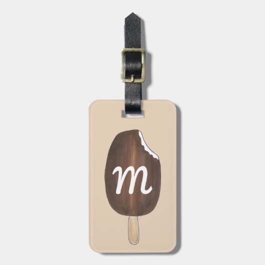 Monogram Chocolate Dipped Ice Cream Bar Popsim Gepäckanhänger (Vorderseite vertikal)