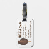 Monogram Chocolate Dipped Ice Cream Bar Popsim Gepäckanhänger (Rückseite vertikal)