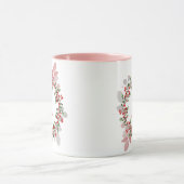 Monogram Christmas Berry Wreath Tasse (Zentrum)