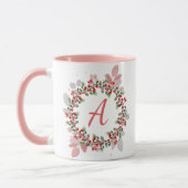 Monogram Christmas Berry Wreath Tasse (Links)