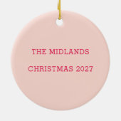 Monogram Christmas Bold farbenfroher Kraut Keramik Ornament (Hinten)