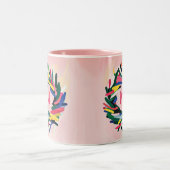 Monogram Christmas Bold farbenfroher Kraut Zweifarbige Tasse (Mittel)