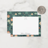 Monogram Christmas Danke Mitteilungskarte (Vorderseite/Rückseite Beispiel)