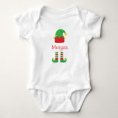Monogram Christmas Elf Red Green Boy Girl Baby Strampler (Vorderseite)