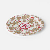 Monogram Christmas Gingerbrot Man Pappteller (Schrägansicht)