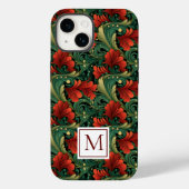 Monogram Christmas Green Art Noveau Case-Mate iPhone Hülle (Rückseite)