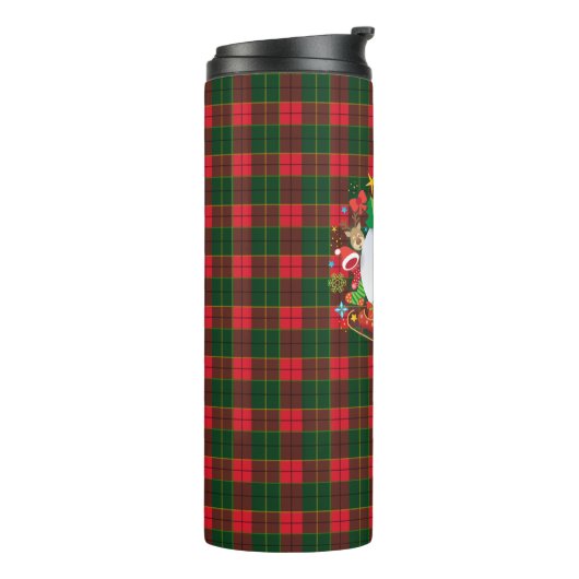 Monogram Christmas Happy New Year Scotland Pattern Thermosbecher (Nach links gedreht)