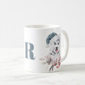 Monogram Christmas Husky Dog Kaffeetasse (VorderseiteRechts)