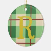 Monogram Christmas Kariert Red and Green Checked Keramik Ornament (Links)