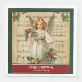 Monogram Christmas Napkins Elegant Angel Keepsake Serviette (Vorderseite)