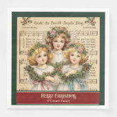 Monogram Christmas Napkins Retro Angel Tableware Serviette (Vorderseite)