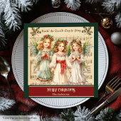 Monogram Christmas Napkins Retro Angel Tableware Serviette